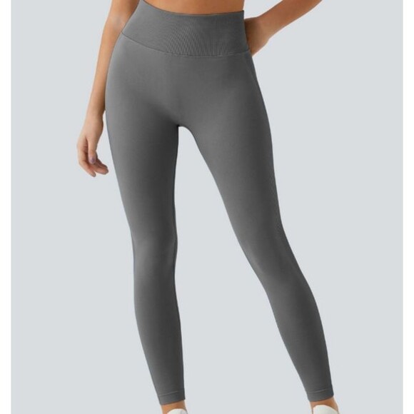 Halara Gray Scrunch Butt Side Ribbed High Waist Butt Lifting Leggings Sz Small - Picture 6 of 6